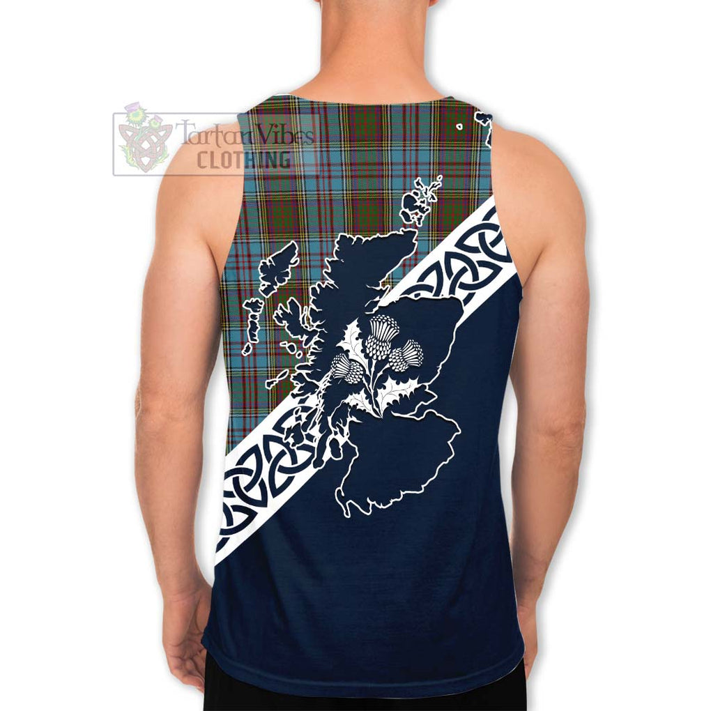 Tartan Vibes Clothing Anderson Tartan Men's Tank Top Featuring Thistle and Scotland Map