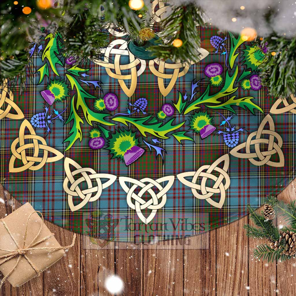 Tartan Vibes Clothing Anderson Tartan Christmas Tree Skirt with Thistle Celtic Knot Style