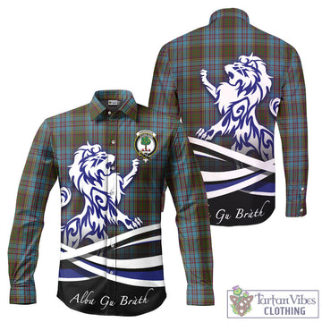 Anderson Tartan Long Sleeve Button Up Shirt with Alba Gu Brath Regal Lion Emblem