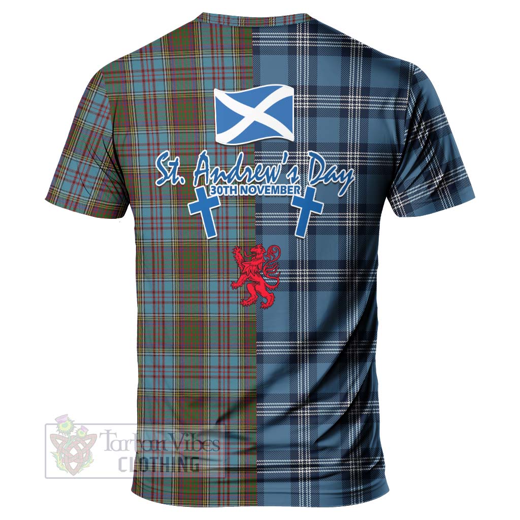 Tartan Vibes Clothing Anderson Tartan T-Shirt Happy St. Andrew's Day Half Tartan Style