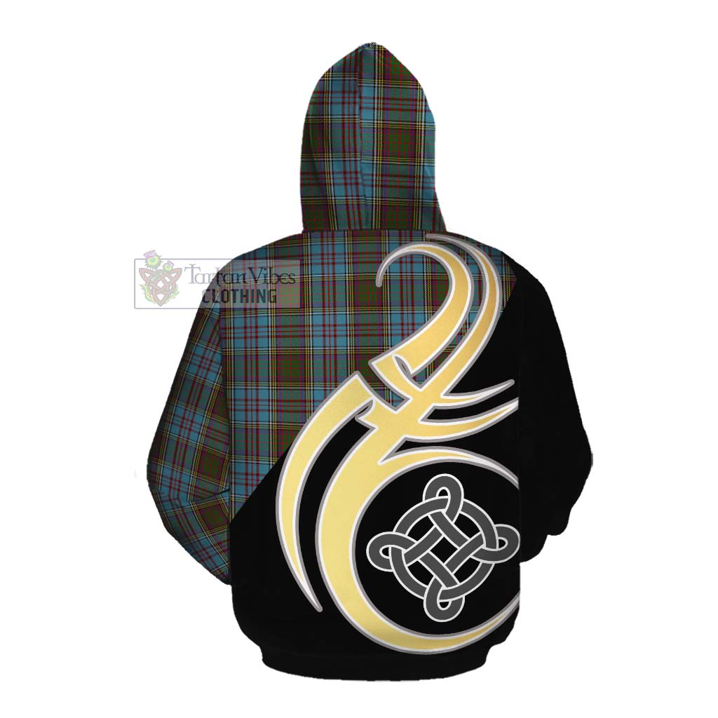 Tartan Vibes Clothing Anderson Tartan Cotton Hoodie with Family Crest and Celtic Symbol Style