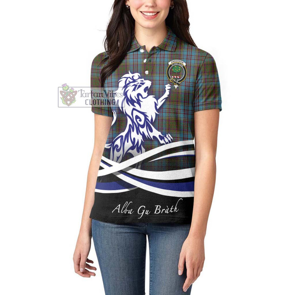 Anderson Tartan Women's Polo Shirt with Alba Gu Brath Regal Lion Emblem - Tartanvibesclothing Shop