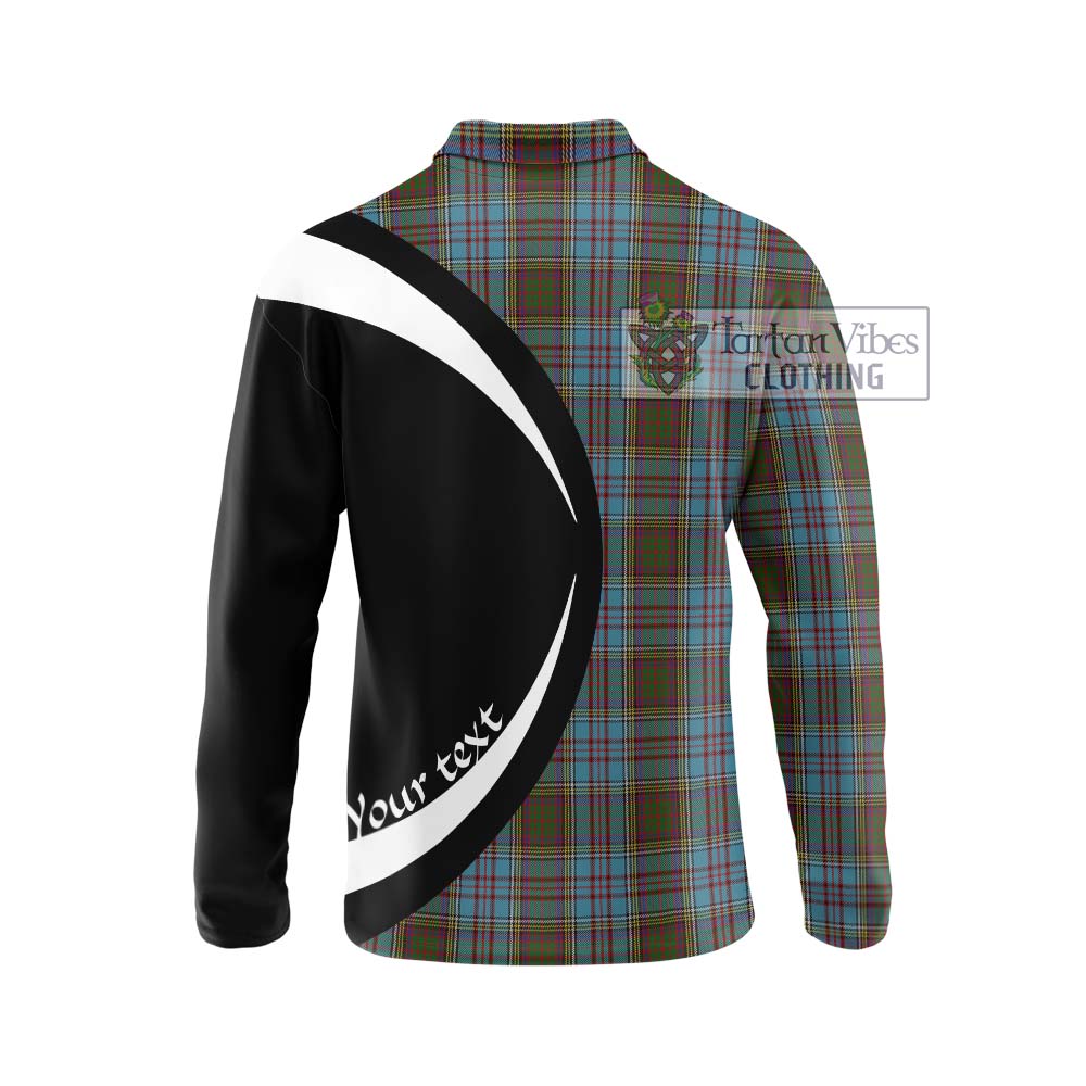 Anderson Tartan Long Sleeve Polo Shirt with Family Crest Circle Style - Tartan Vibes Clothing