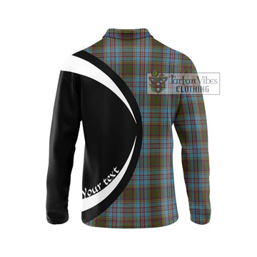 Anderson Tartan Long Sleeve Polo Shirt with Family Crest Circle Style