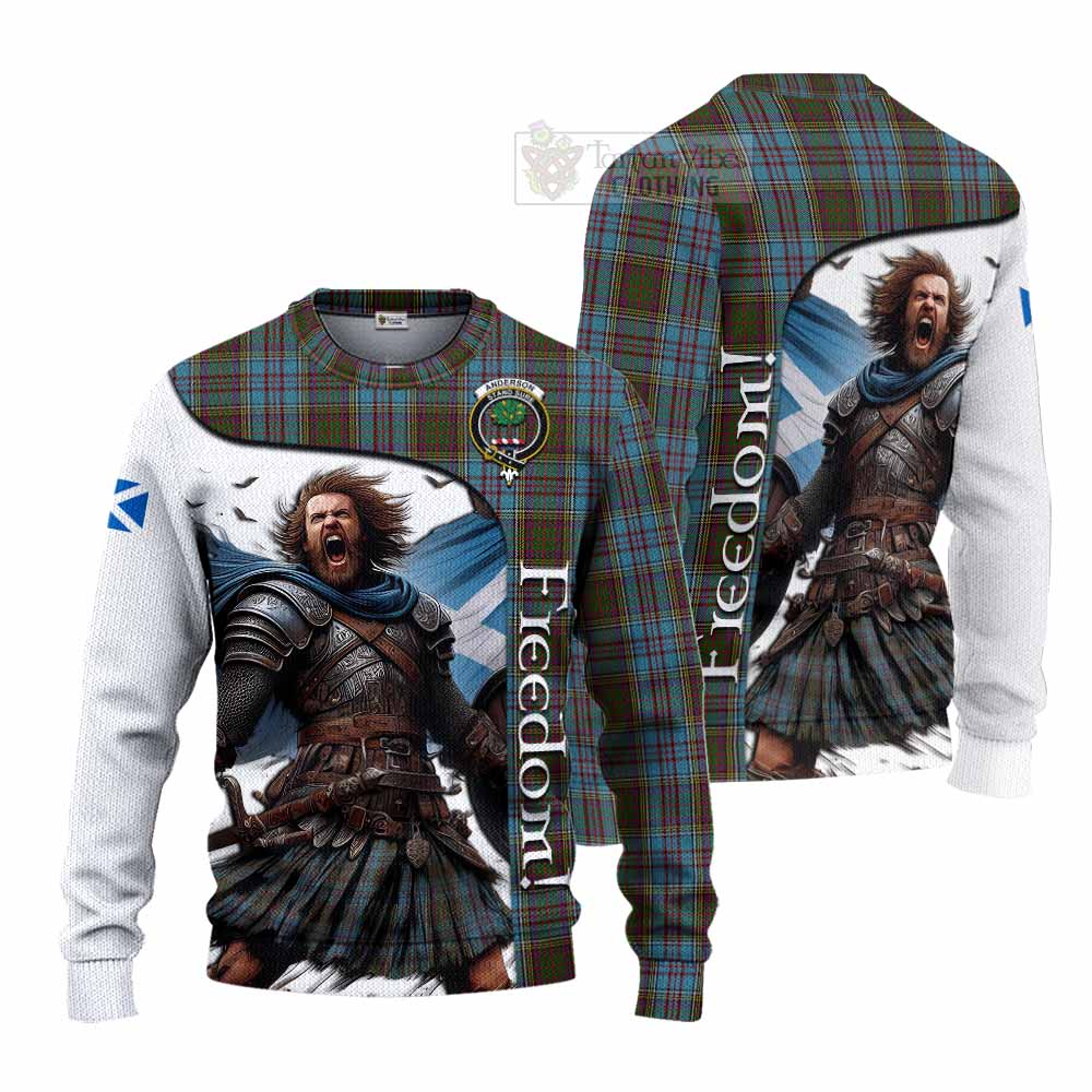 Tartan Vibes Clothing Anderson Crest Tartan Knitted Sweater Inspired by the Freedom of Scottish Warrior