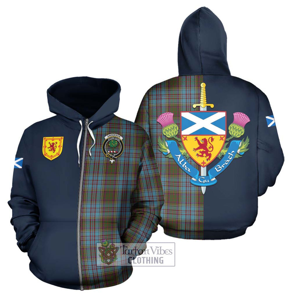 Tartan Vibes Clothing Anderson Tartan Hoodie with Scottish Lion Royal Arm Half Style