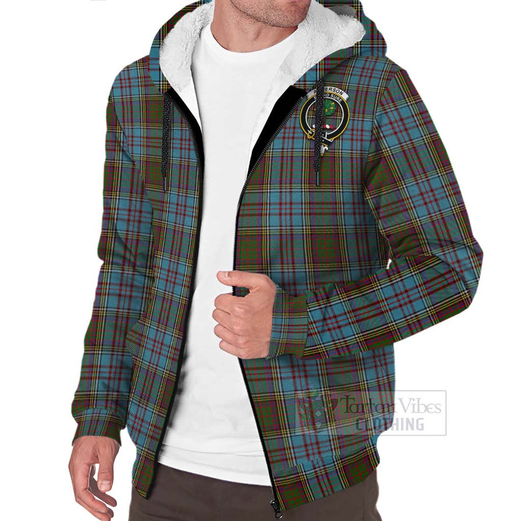 Tartan Vibes Clothing Anderson Tartan Sherpa Hoodie with Family Crest Celtic Skull Style