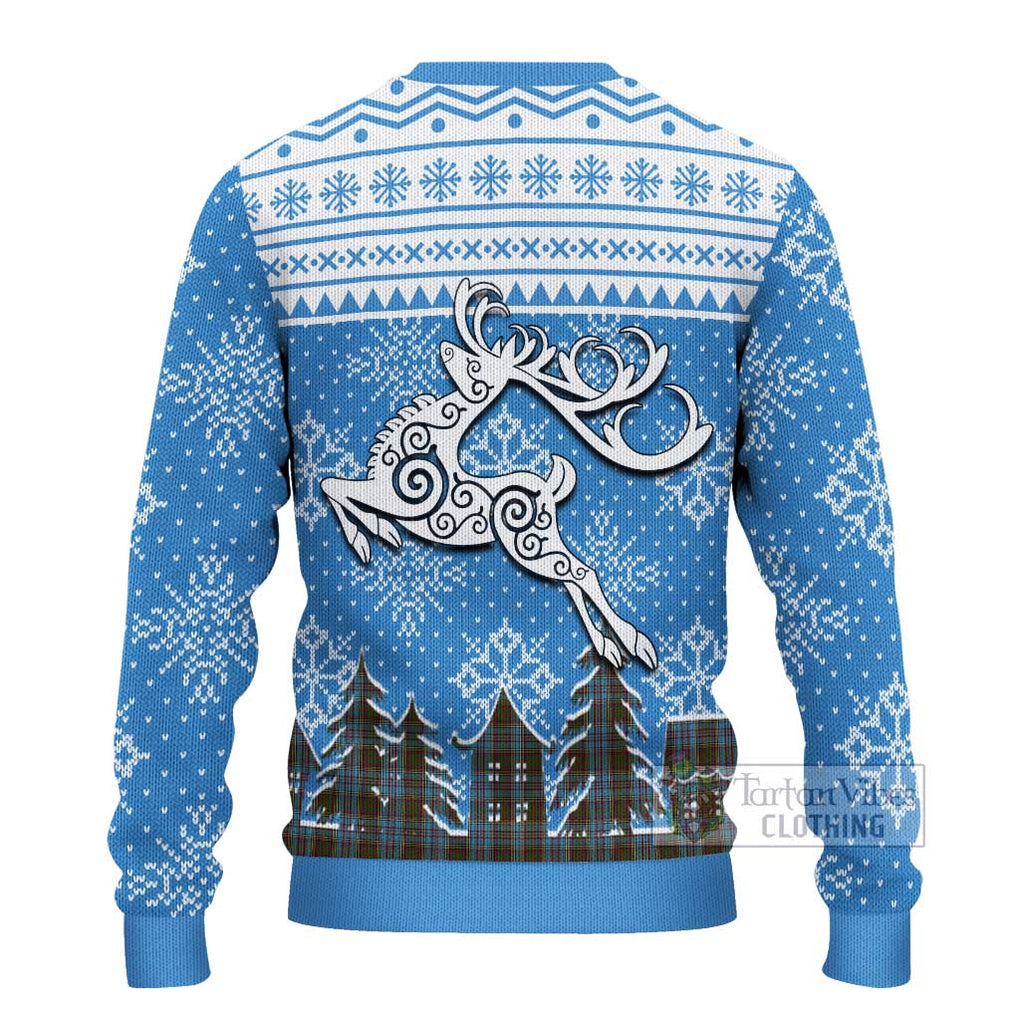 Tartan Vibes Clothing Anderson Clan Christmas Ugly Sweater with Tartan and Celtic Raindeer Style