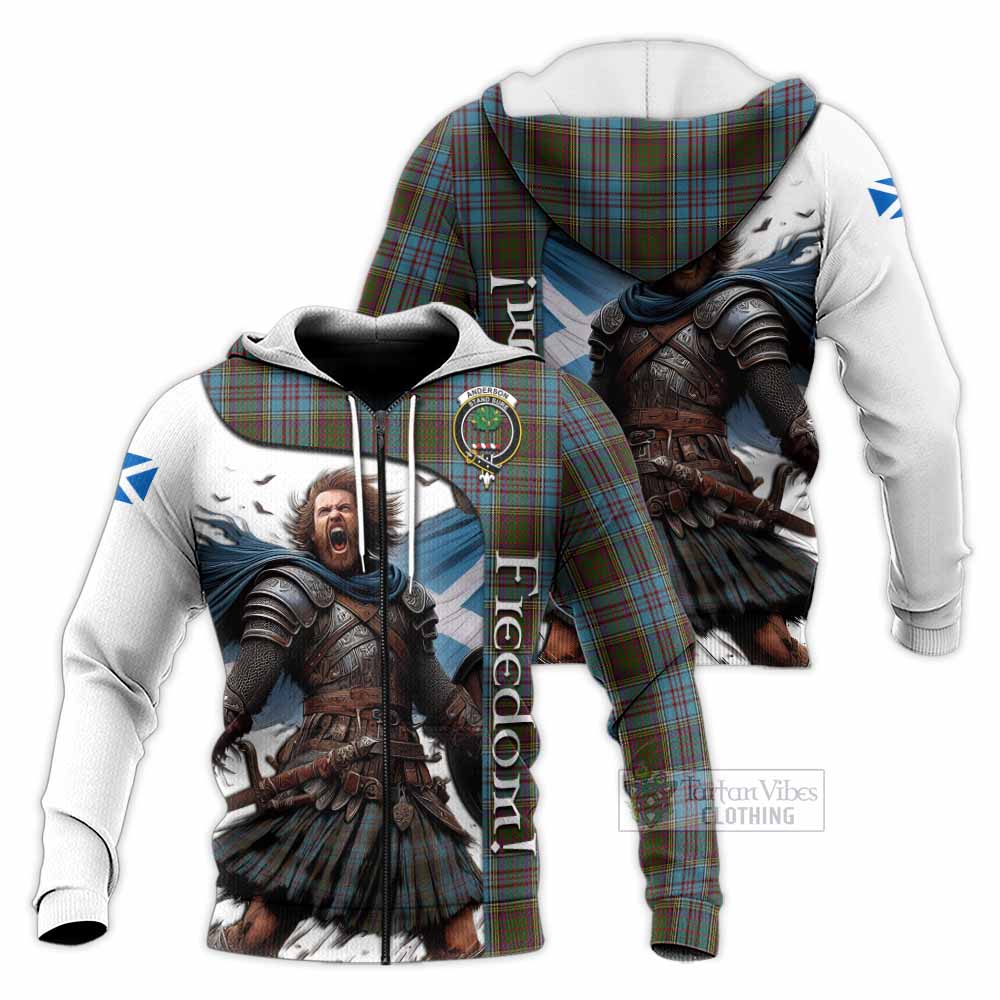 Tartan Vibes Clothing Anderson Crest Tartan Knitted Hoodie Inspired by the Freedom of Scottish Warrior