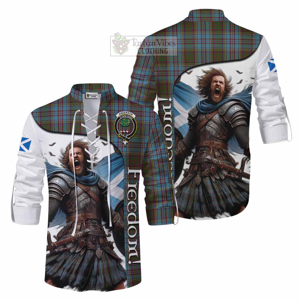 Tartan Vibes Clothing Anderson Crest Tartan Ghillie Kilt Shirt Inspired by the Freedom of Scottish Warrior