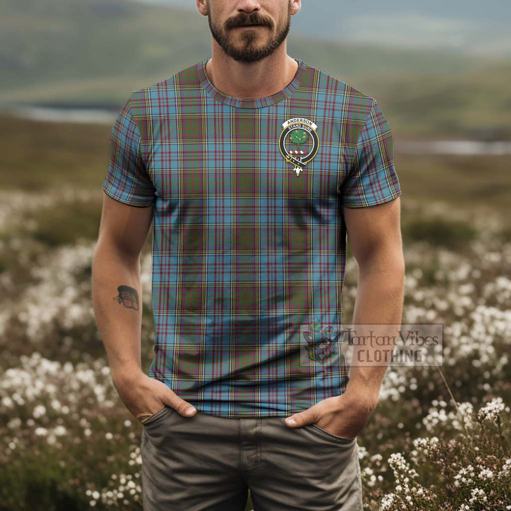 Tartan Vibes Clothing Anderson Tartan T-Shirt with Family Crest and Bearded Skull Holding Bottles of Whiskey