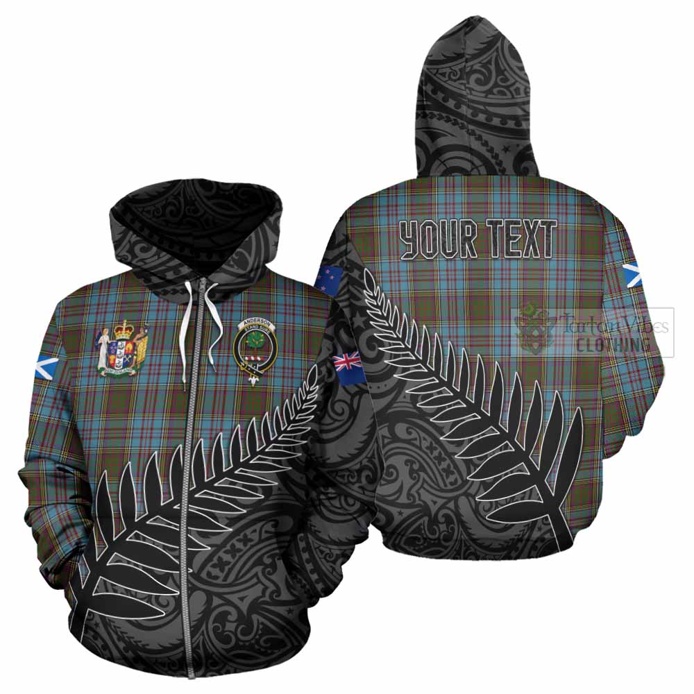 Tartan Vibes Clothing Anderson Crest Tartan Hoodie with New Zealand Silver Fern Half Style