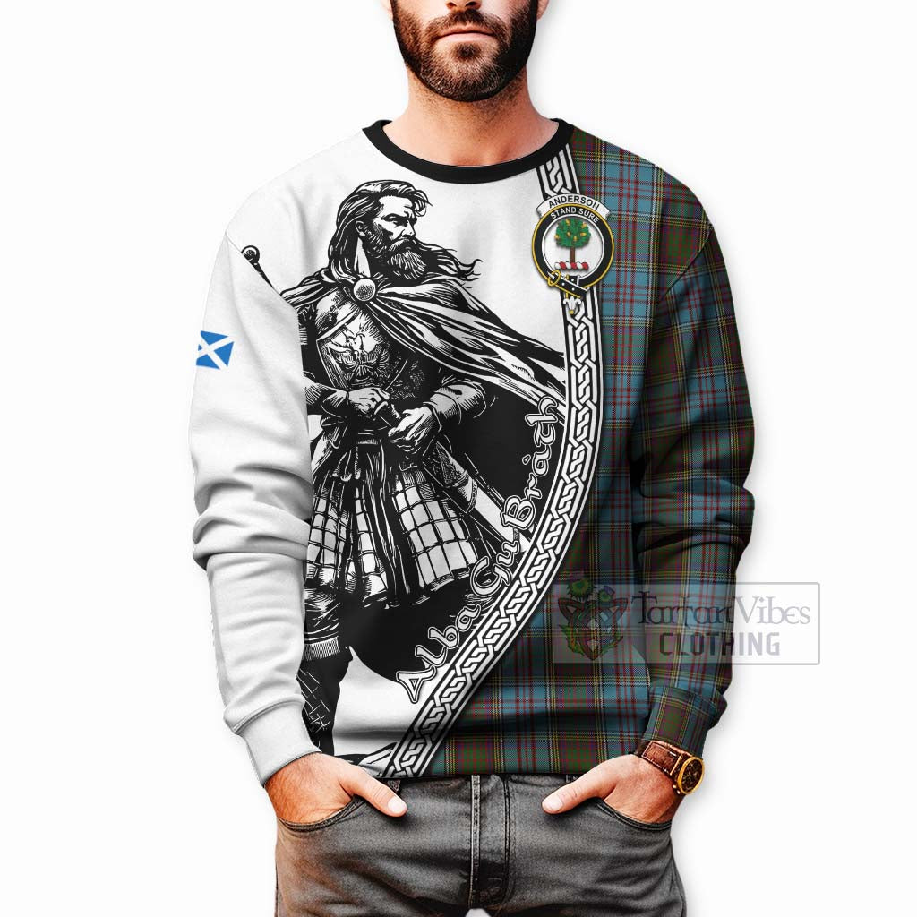 Tartan Vibes Clothing Anderson Tartan Clan Crest Sweatshirt with Highlander Warrior Celtic Style