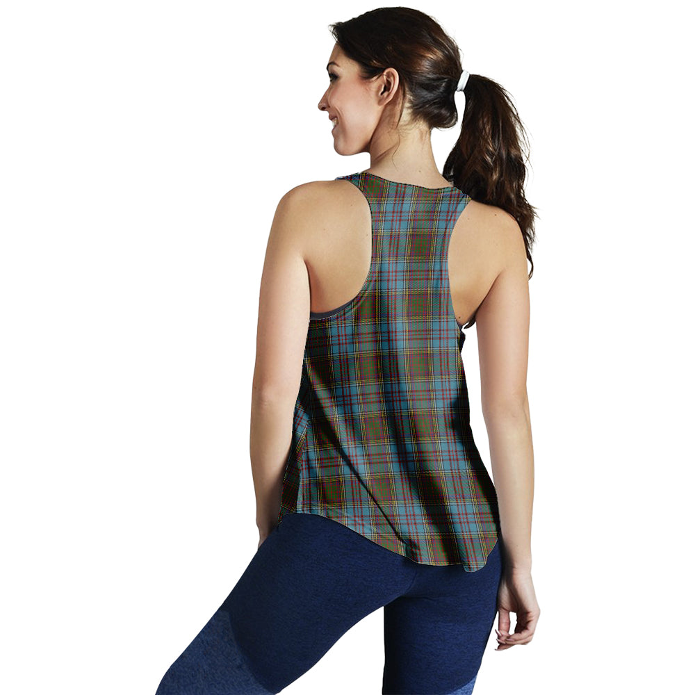 Anderson Tartan Women Racerback Tanks with Family Crest - Tartanvibesclothing