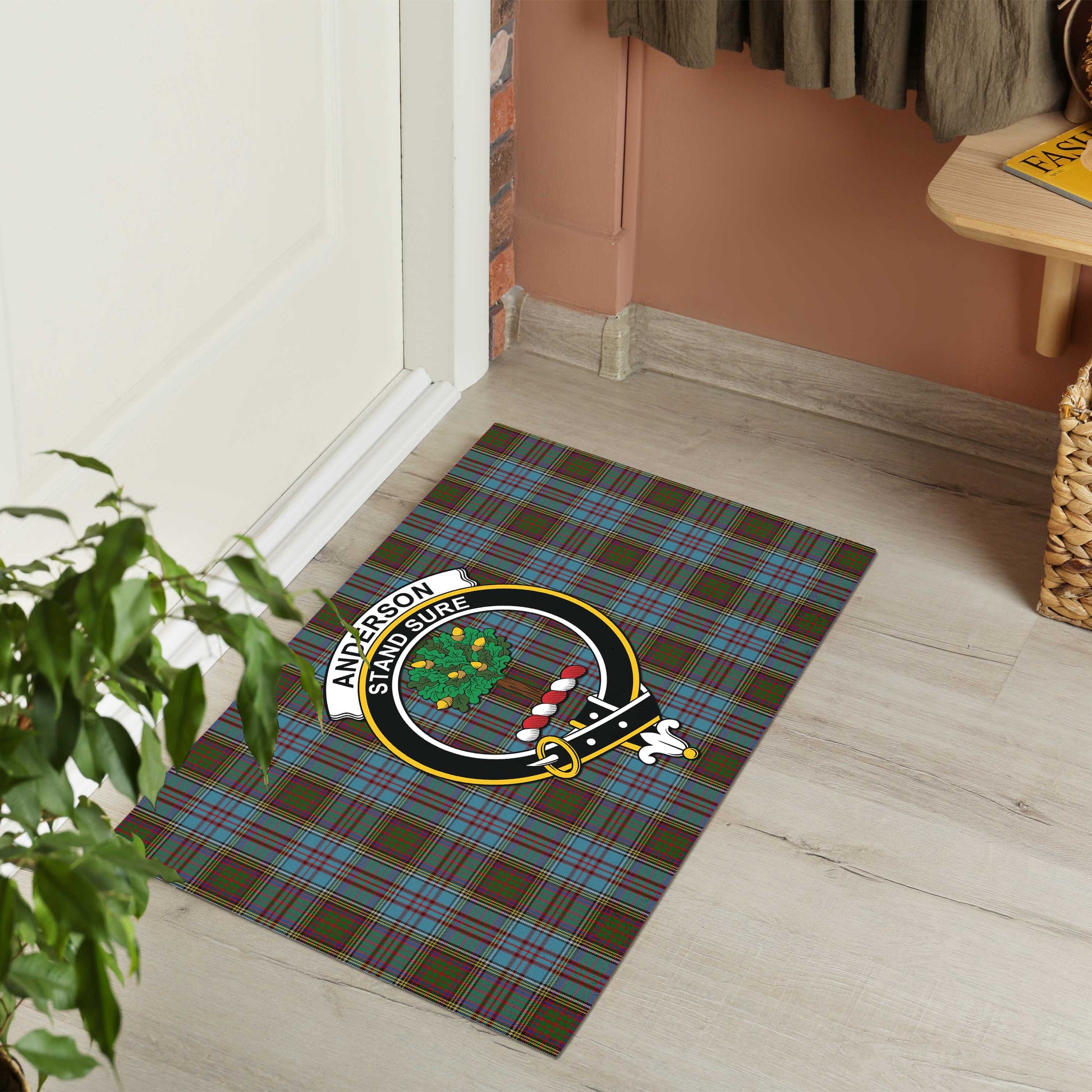 Anderson Tartan Door Mat with Family Crest - Tartanvibesclothing