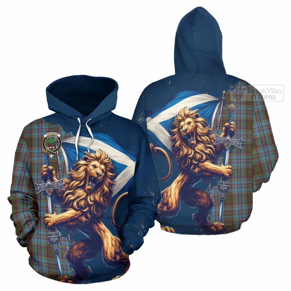 Tartan Vibes Clothing Anderson Tartan Family Crest Hoodie with Scottish Majestic Lion