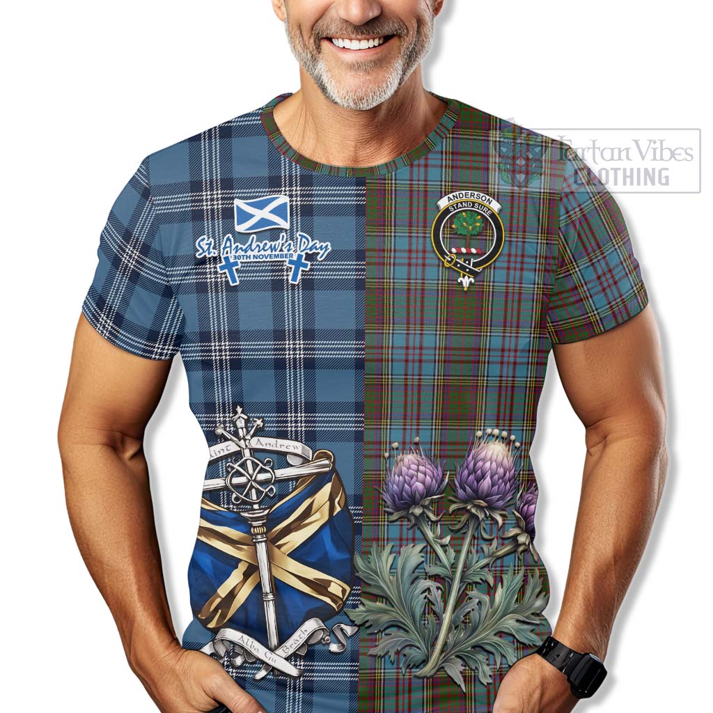 Tartan Vibes Clothing Anderson Tartan T-Shirt Happy St. Andrew's Day Half Tartan Style