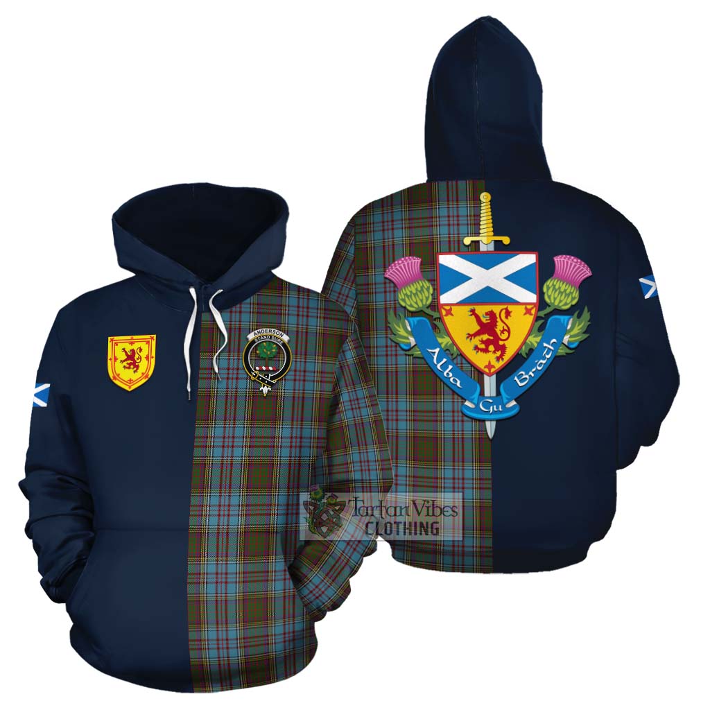 Tartan Vibes Clothing Anderson Tartan Cotton Hoodie Alba with Scottish Lion Royal Arm Half Style