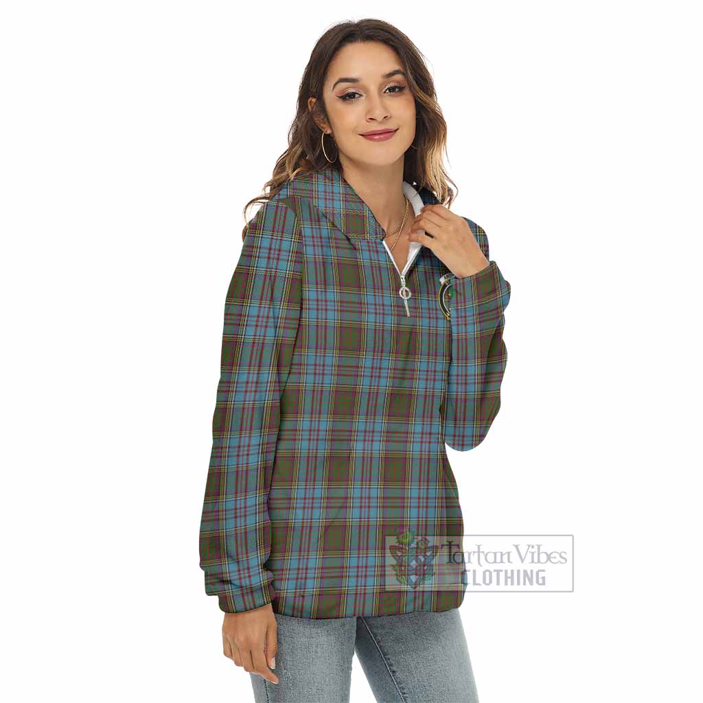 Anderson Tartan Women's Borg Fleece Hoodie with Half Zip with Family Crest - Tartan Vibes Clothing