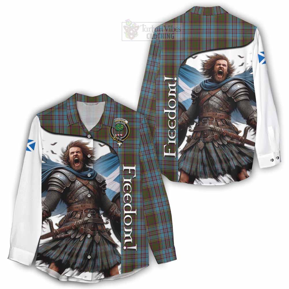 Tartan Vibes Clothing Anderson Crest Tartan Women's Casual Shirt Inspired by the Freedom of Scottish Warrior