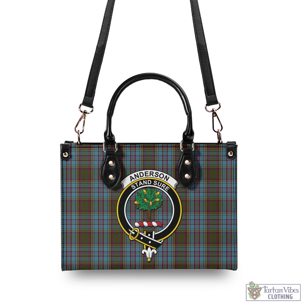 Tartan Vibes Clothing Anderson Tartan Luxury Leather Handbags with Family Crest