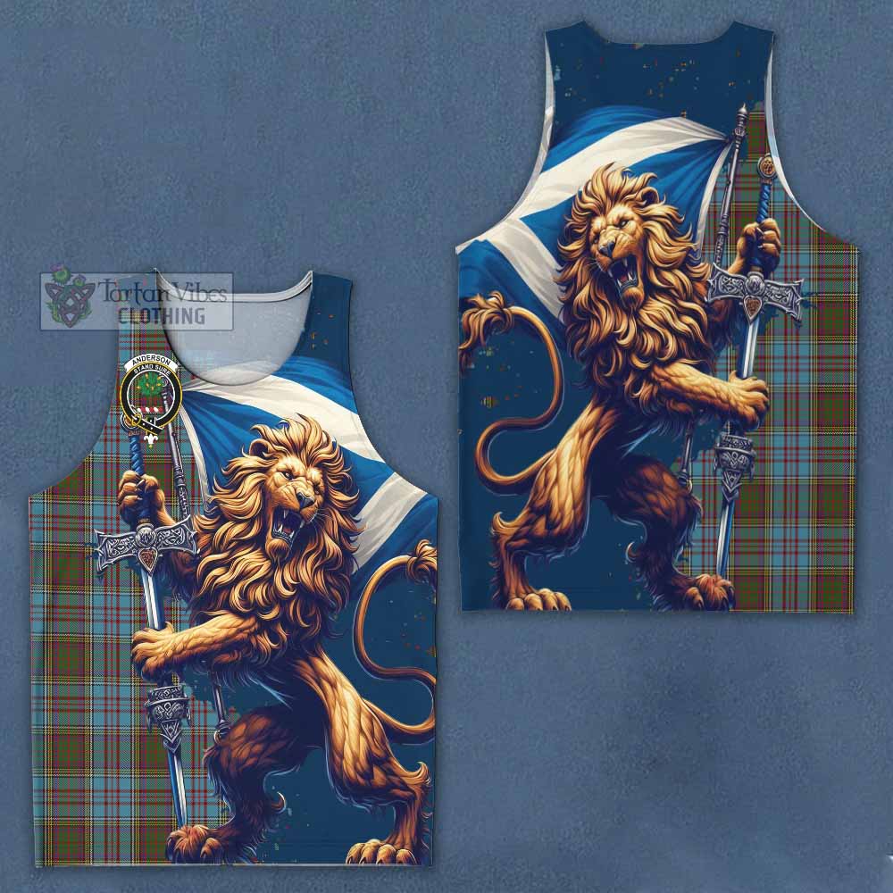 Tartan Vibes Clothing Anderson Tartan Family Crest Men's Tank Top with Scottish Majestic Lion