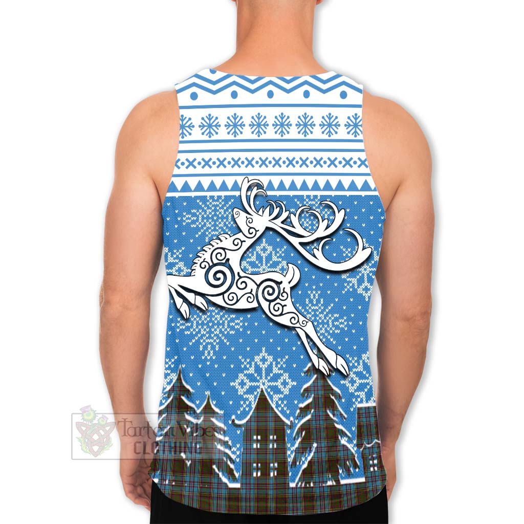 Tartan Vibes Clothing Anderson Clan Christmas Men's Tank Top Celtic Reindeer Style