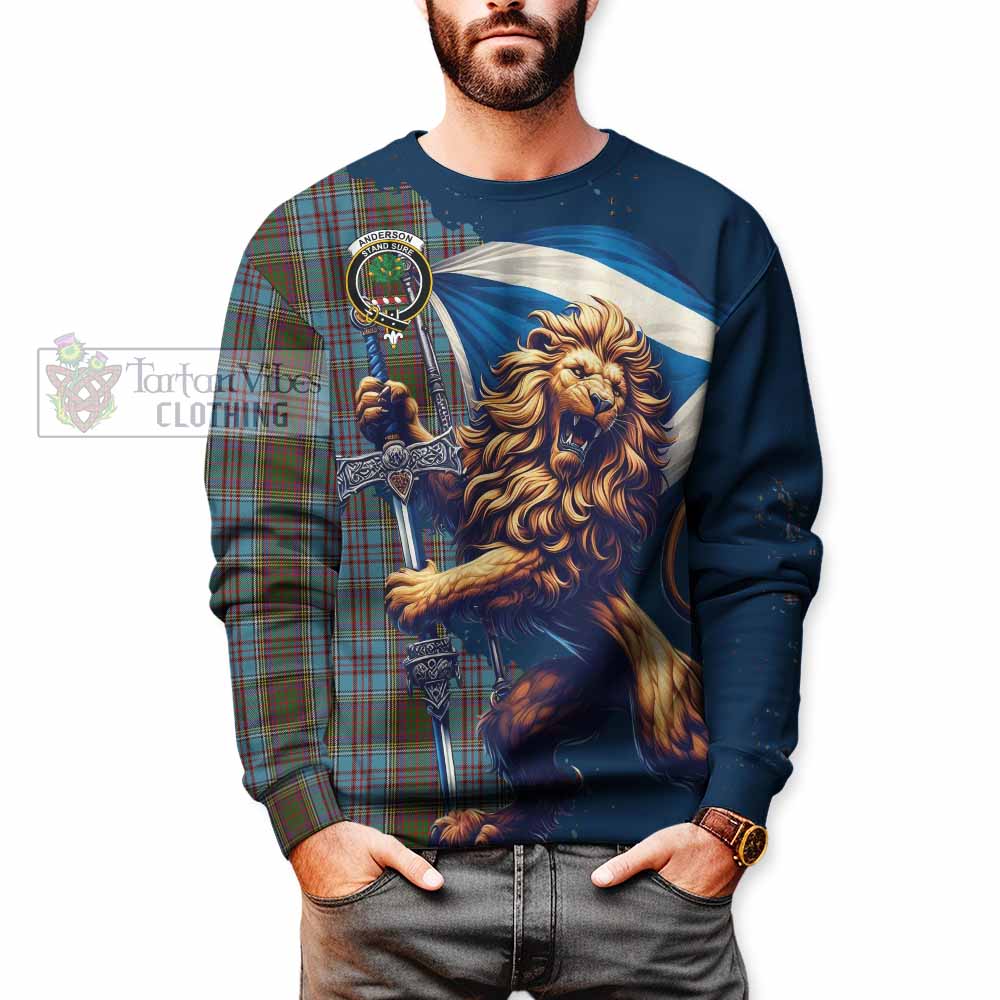 Tartan Vibes Clothing Anderson Tartan Family Crest Sweatshirt with Scottish Majestic Lion