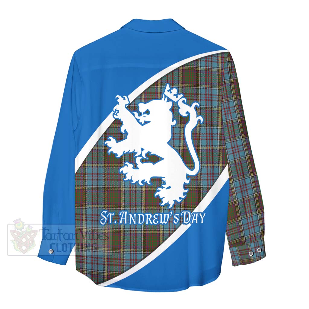 Tartan Vibes Clothing Anderson Family Crest Tartan Women's Casual Shirt Celebrate Saint Andrew's Day in Style