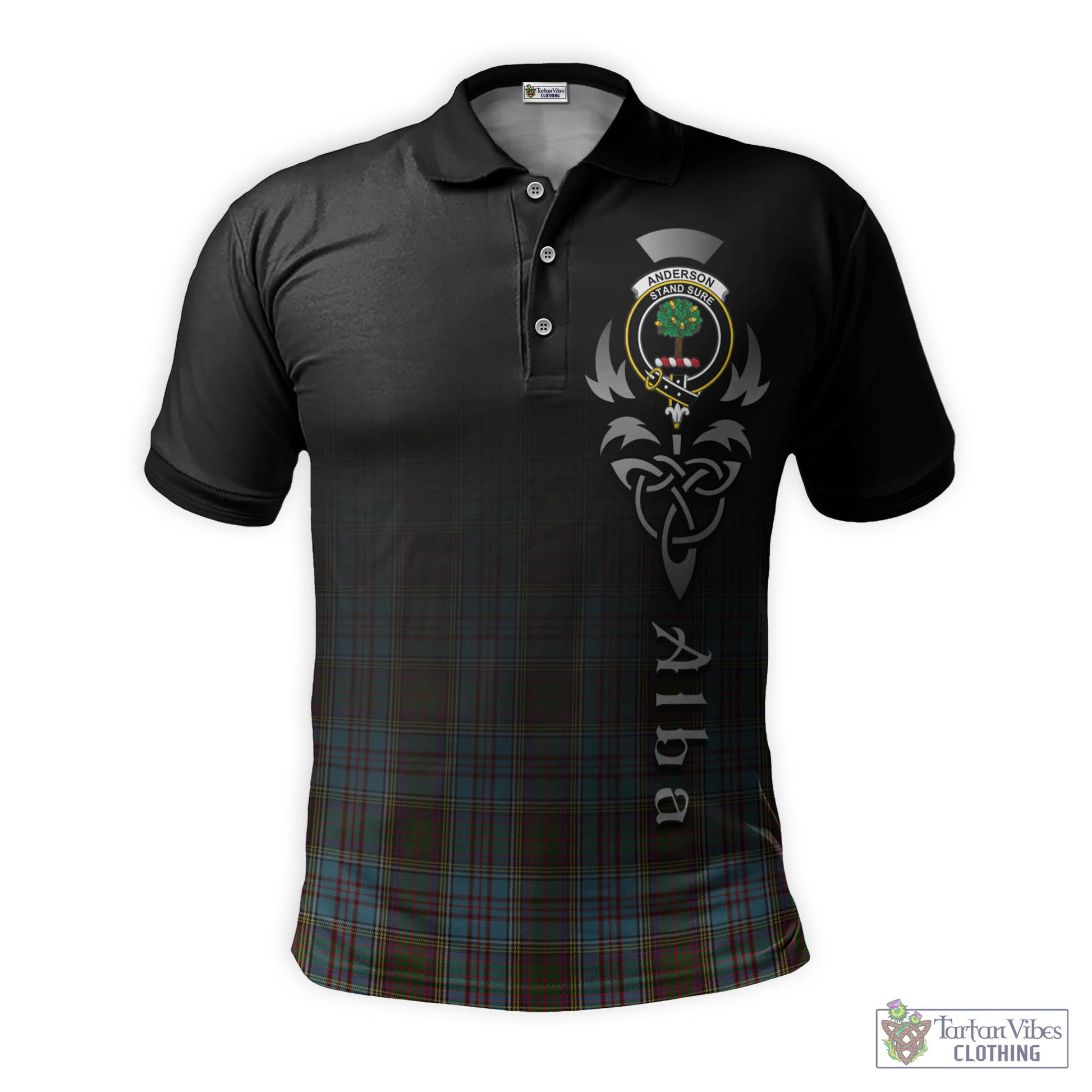 Tartan Vibes Clothing Anderson Tartan Polo Shirt Featuring Alba Gu Brath Family Crest Celtic Inspired