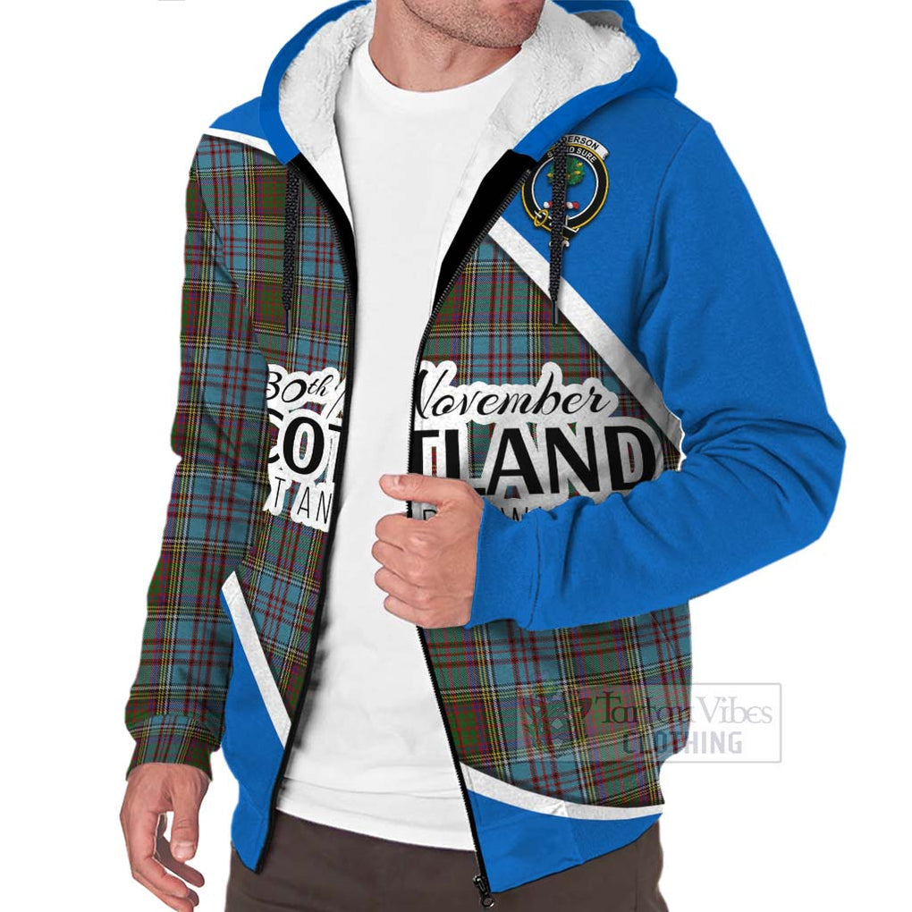 Tartan Vibes Clothing Anderson Family Crest Tartan Sherpa Hoodie Celebrate Saint Andrew's Day in Style