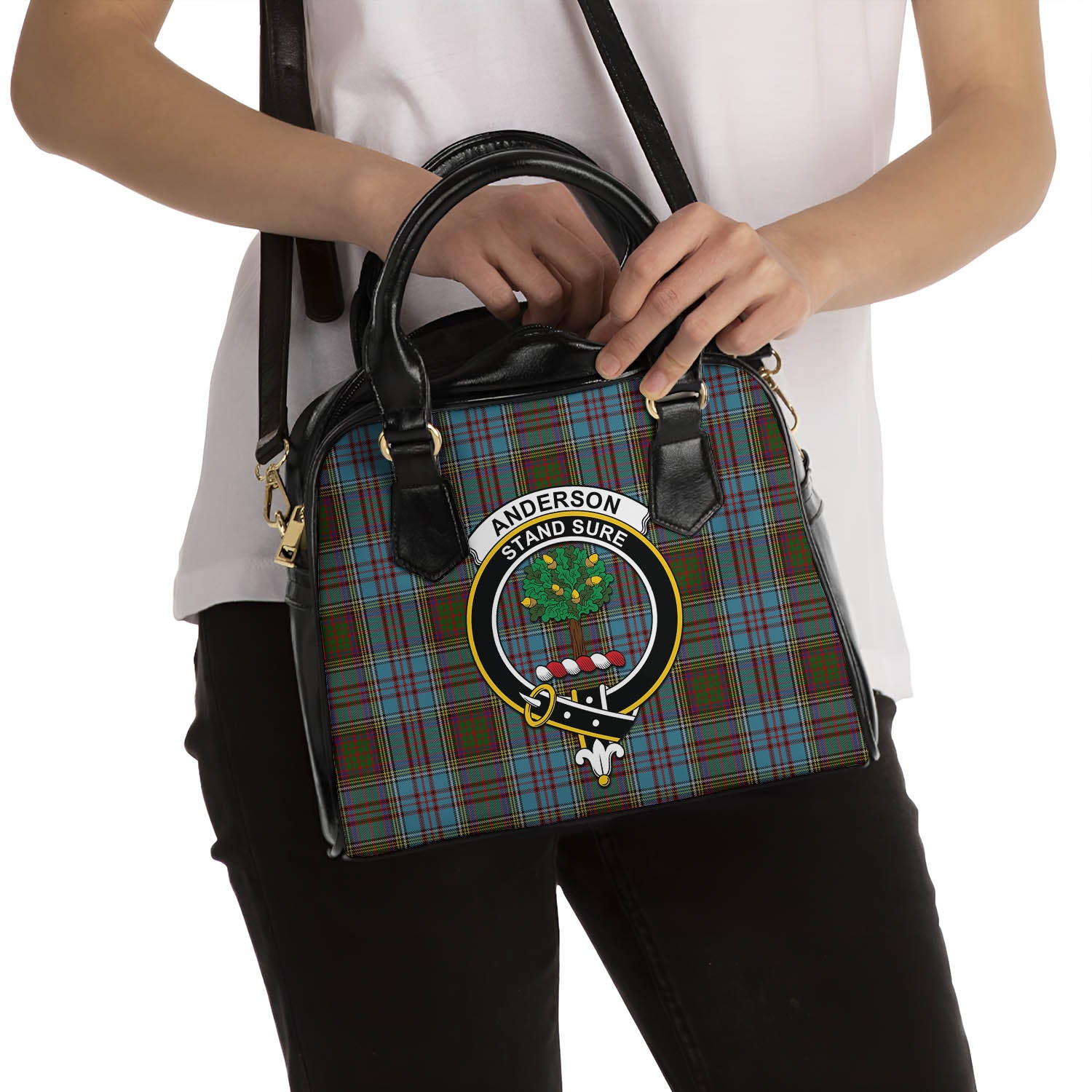 Anderson Tartan Shoulder Handbags with Family Crest - Tartanvibesclothing