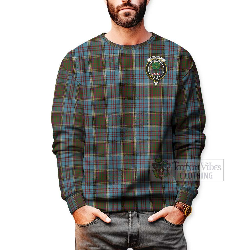 Tartan Vibes Clothing Anderson Tartan Sweatshirt with Family Crest and Bearded Skull Holding Bottles of Whiskey