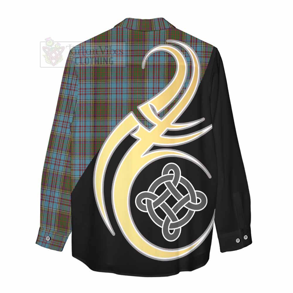 Tartan Vibes Clothing Anderson Tartan Women's Casual Shirt with Family Crest and Celtic Symbol Style