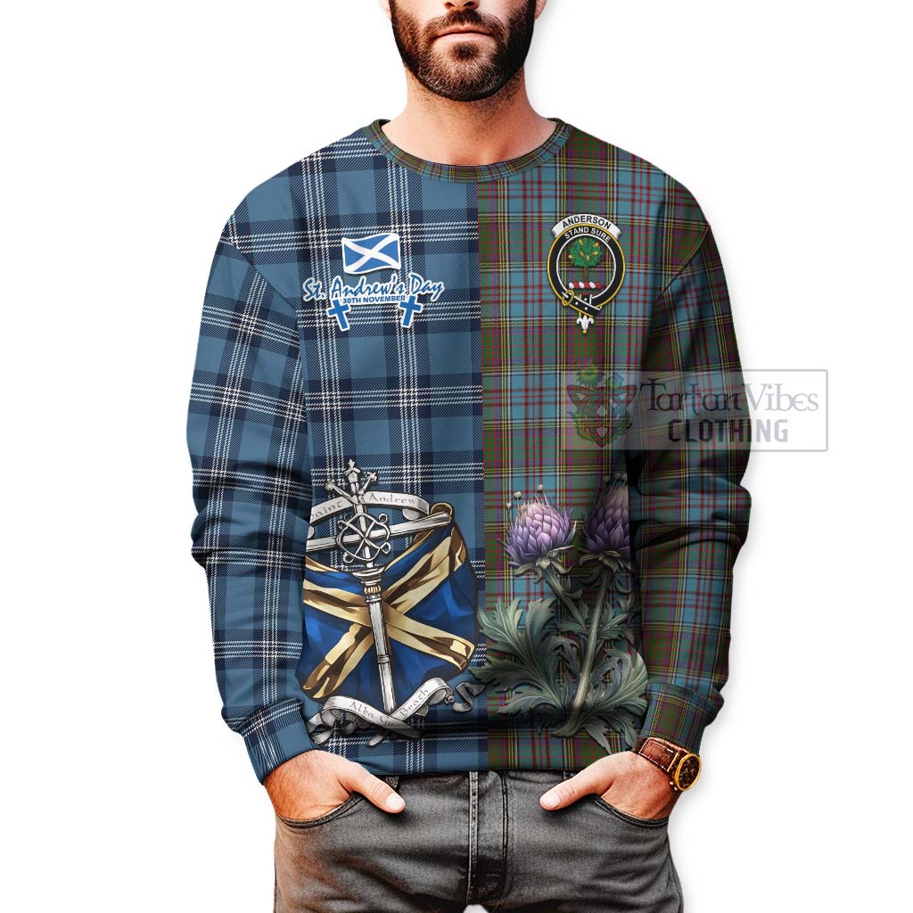 Tartan Vibes Clothing Anderson Tartan Sweatshirt Happy St. Andrew's Day Half Tartan Style