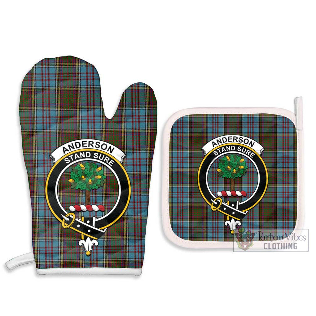 Anderson Tartan Combo Oven Mitt & Pot-Holder with Family Crest Combo 1 Oven Mitt & 2 Pot-Holder White - Tartan Vibes Clothing