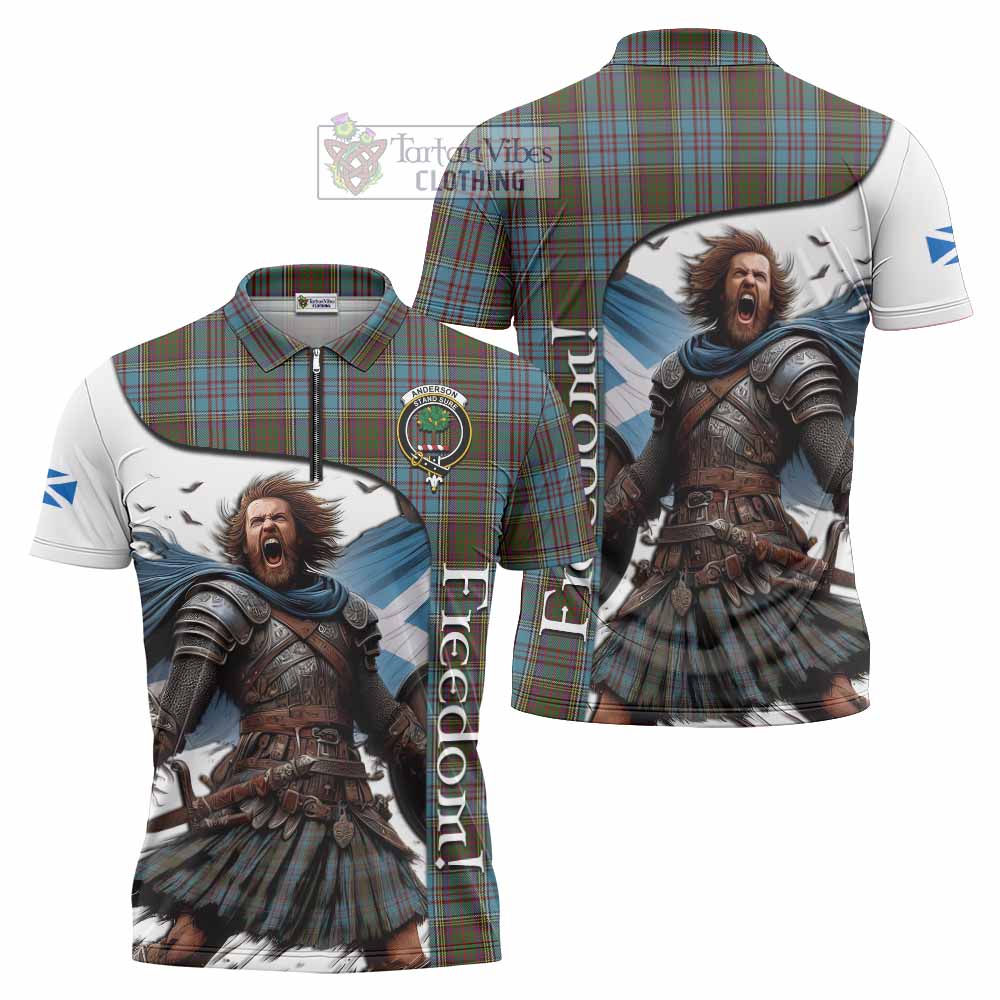 Tartan Vibes Clothing Anderson Crest Tartan Zipper Polo Shirt Inspired by the Freedom of Scottish Warrior