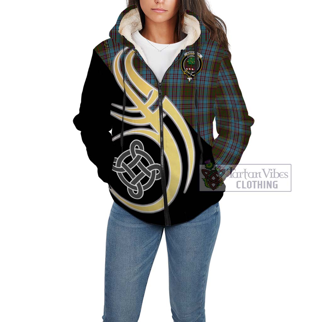 Anderson Tartan Sherpa Hoodie with Family Crest and Celtic Symbol Style Unisex - Tartan Vibes Clothing