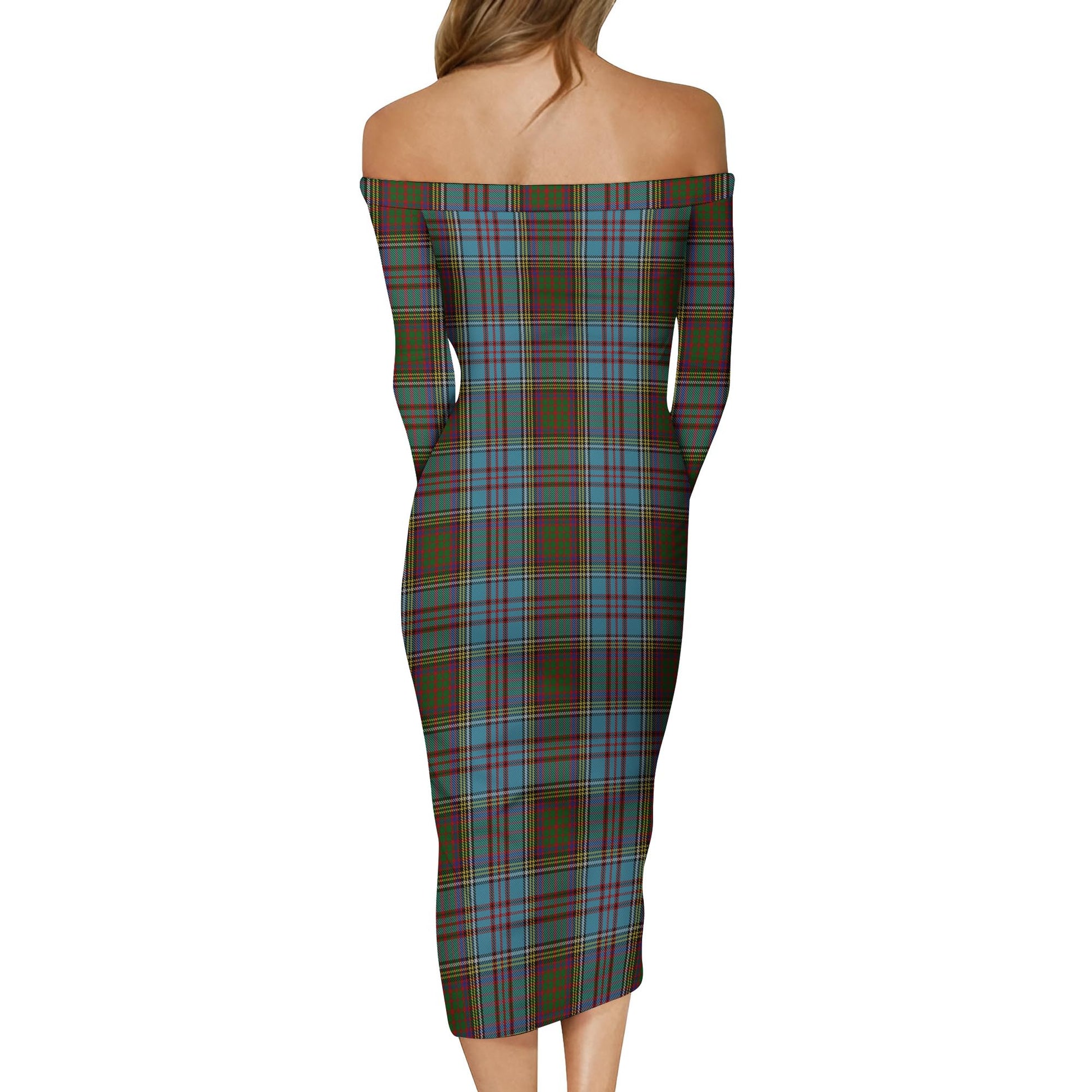 Anderson Tartan Off Shoulder Lady Dress - Tartanvibesclothing