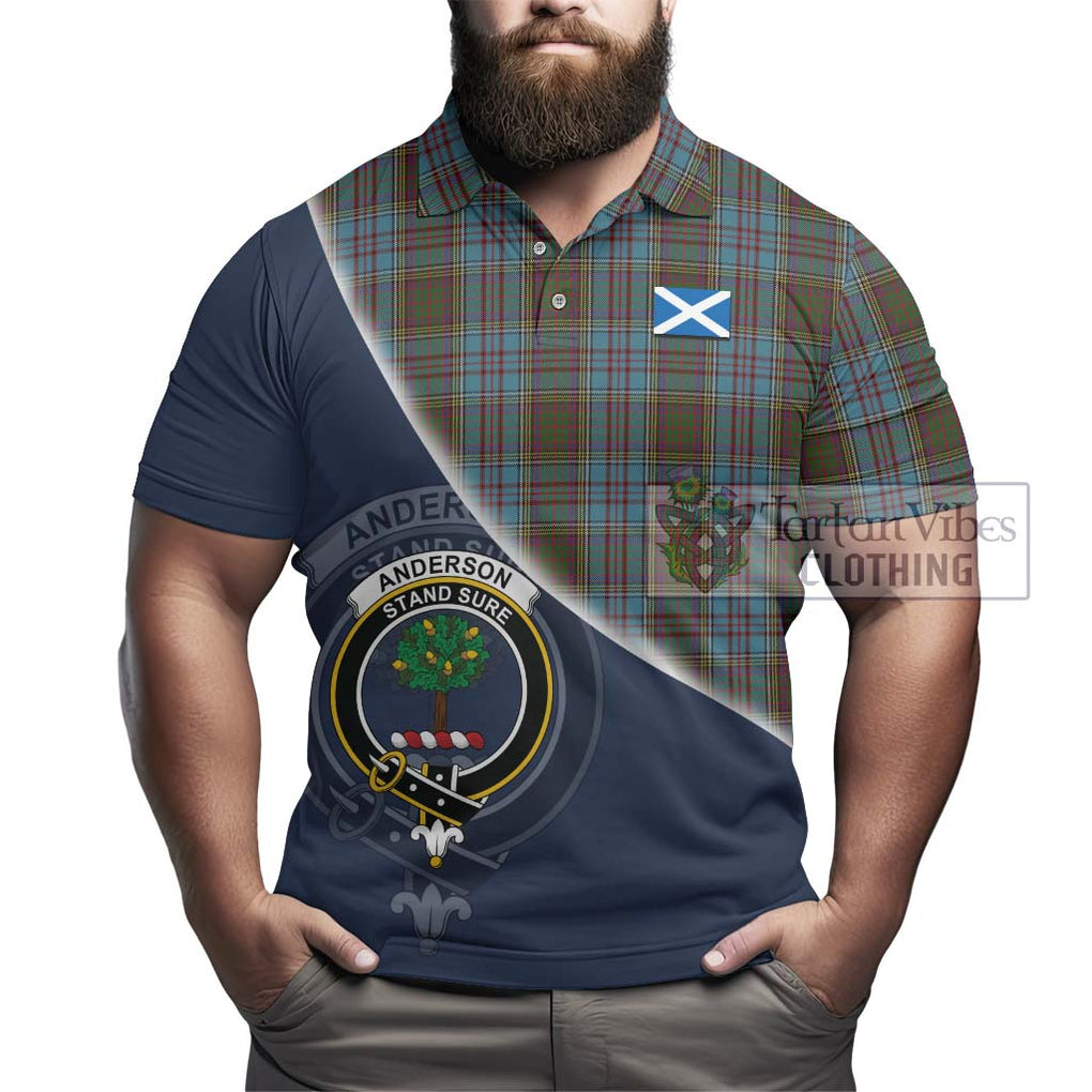 Anderson Tartan Polo Shirt with Personalised National Flag and Family Crest Half Style - Tartanvibesclothing Shop