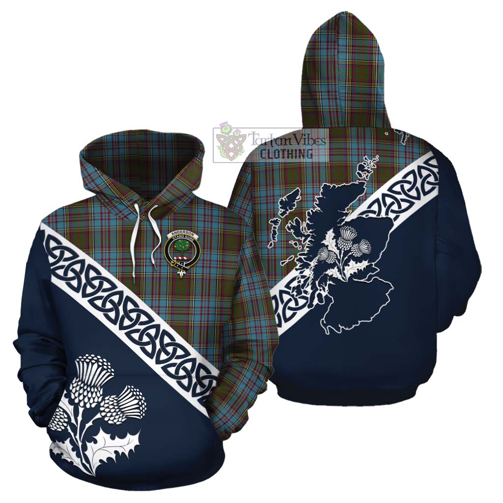 Tartan Vibes Clothing Anderson Tartan Cotton Hoodie Featuring Thistle and Scotland Map