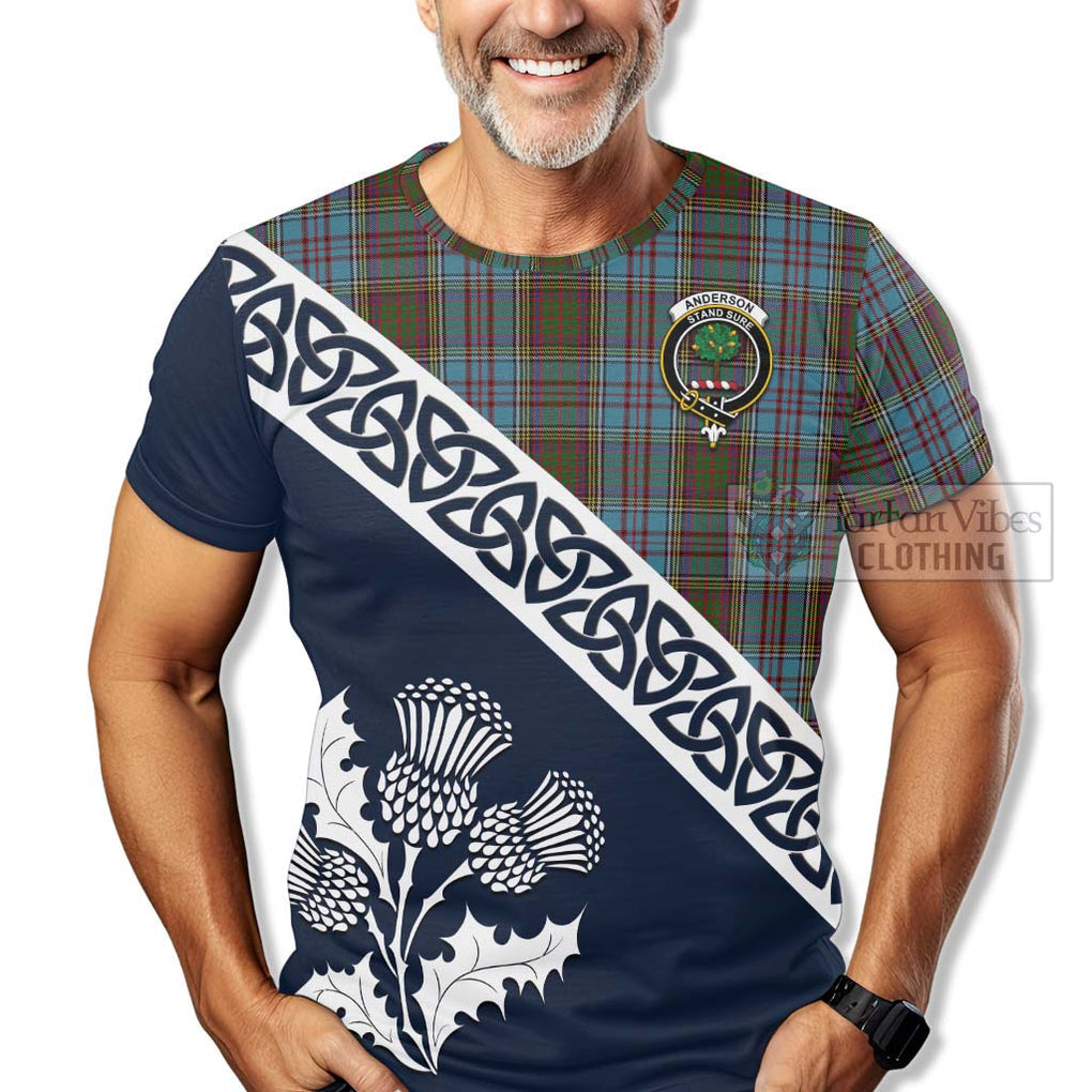 Anderson Tartan T-Shirt Featuring Thistle and Scotland Map