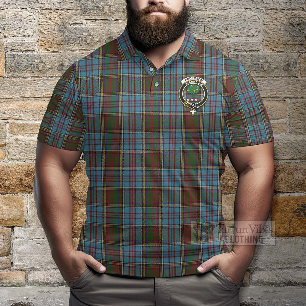 Tartan Vibes Clothing Anderson Tartan Polo Shirt with Family Crest and Bearded Skull Holding Bottles of Whiskey