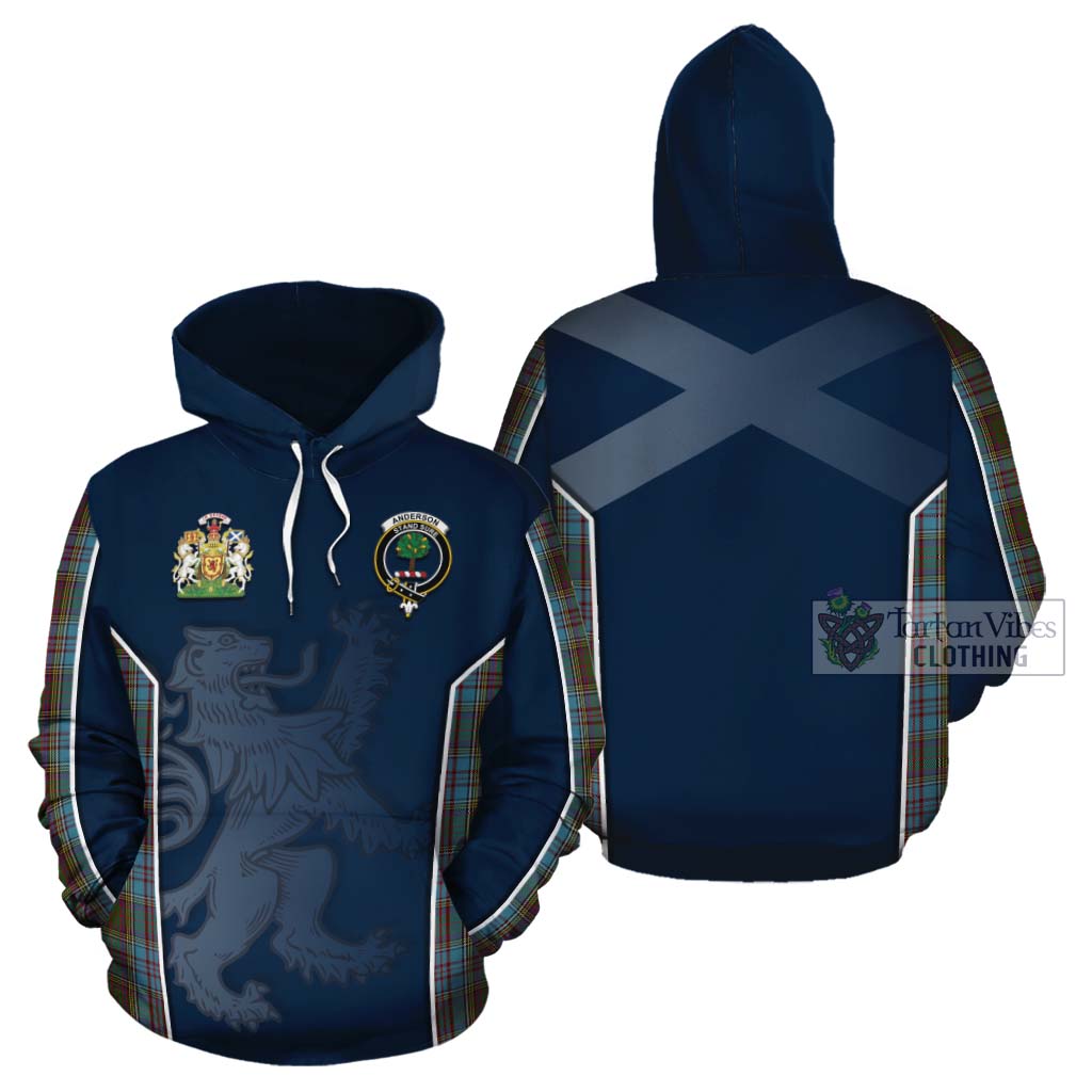 Tartan Vibes Clothing Anderson Tartan Cotton Hoodie with Family Crest and Lion Rampant Vibes Sport Style