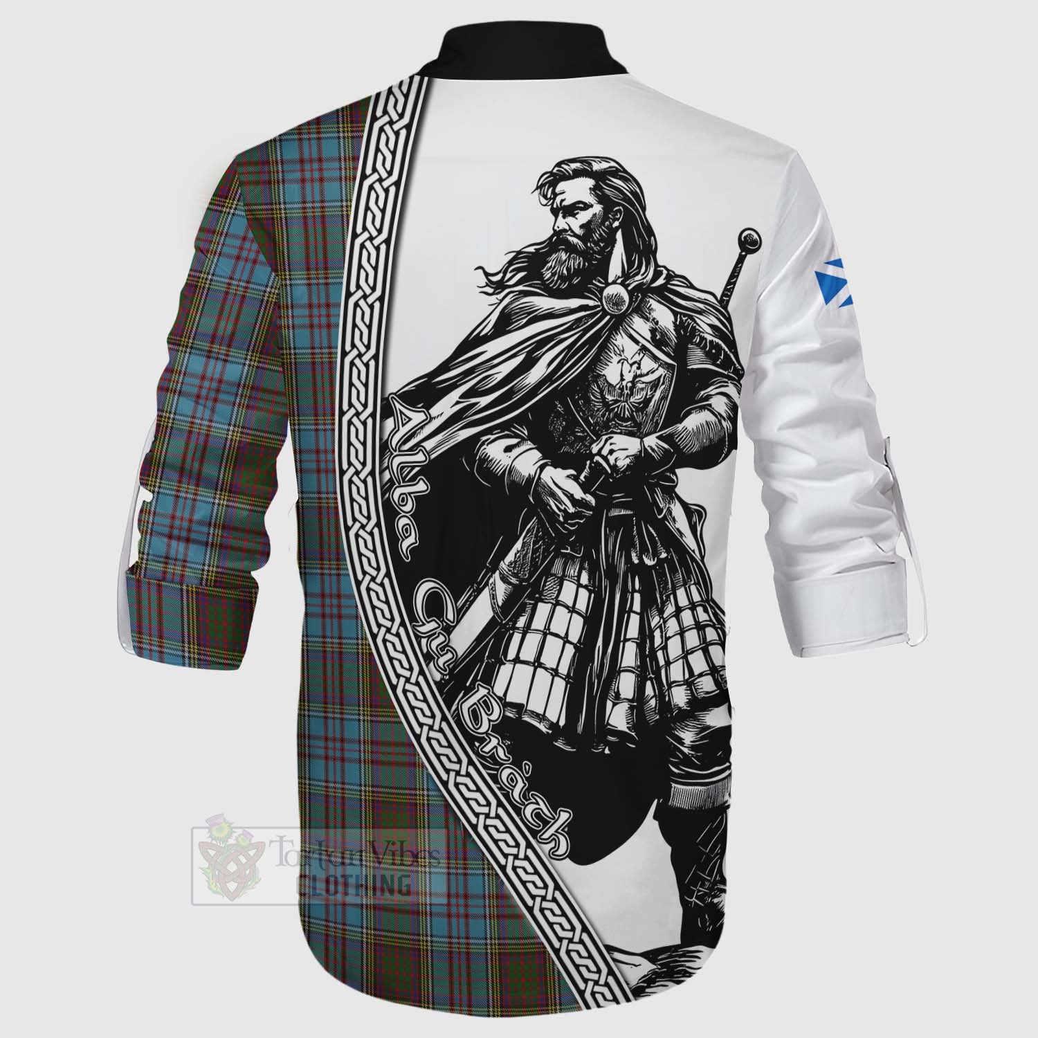 Tartan Vibes Clothing Anderson Tartan Clan Crest Ghillie Kilt Shirt with Highlander Warrior Celtic Style