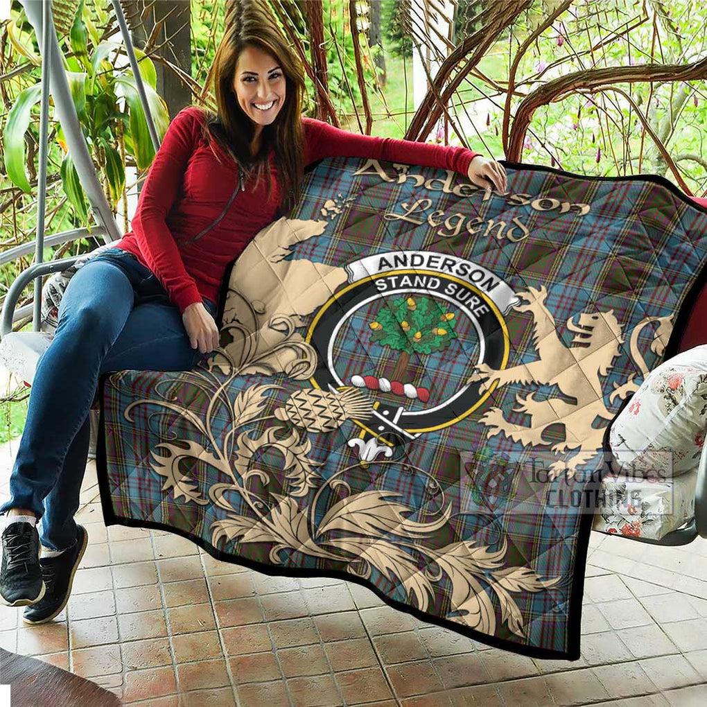 Tartan Vibes Clothing Anderson Tartan Quilt with Family Crest and Scottish Symbol Style