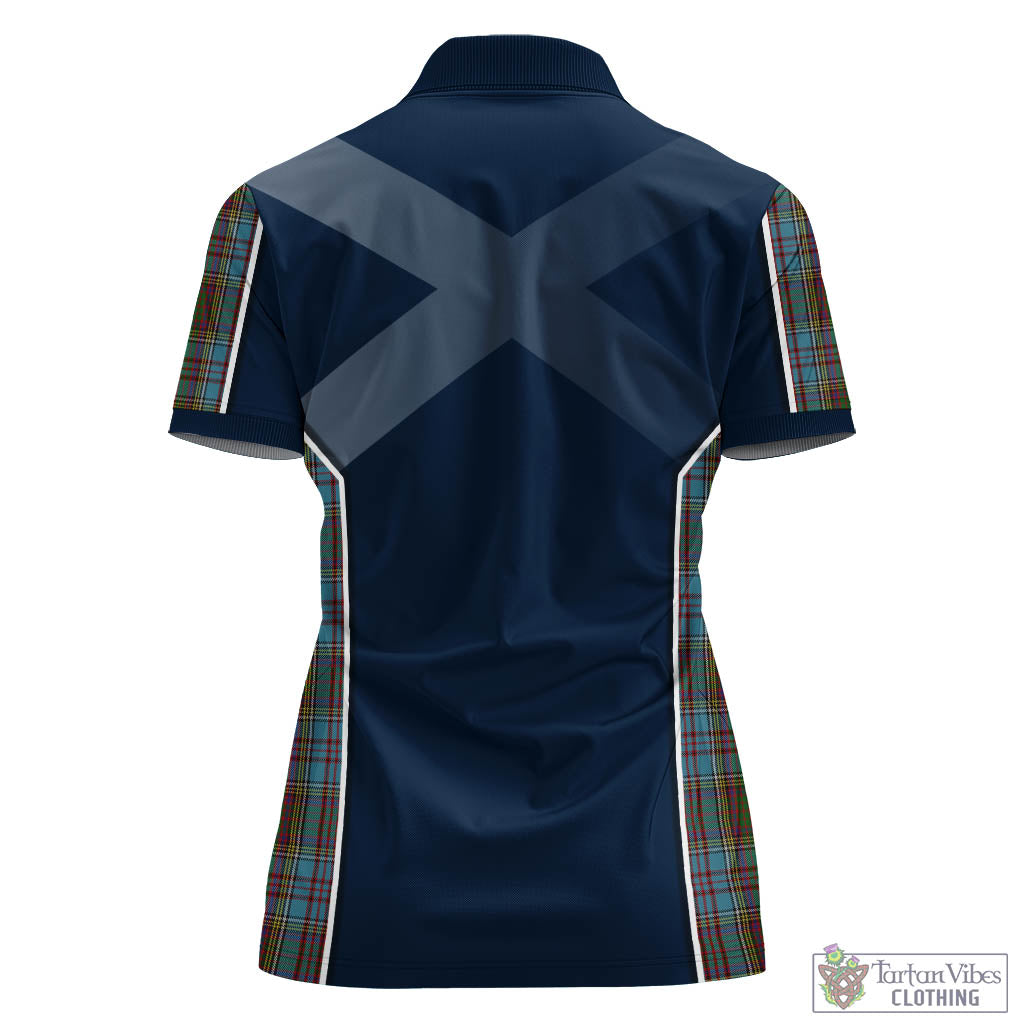 Tartan Vibes Clothing Anderson Tartan Women's Polo Shirt with Family Crest and Lion Rampant Vibes Sport Style