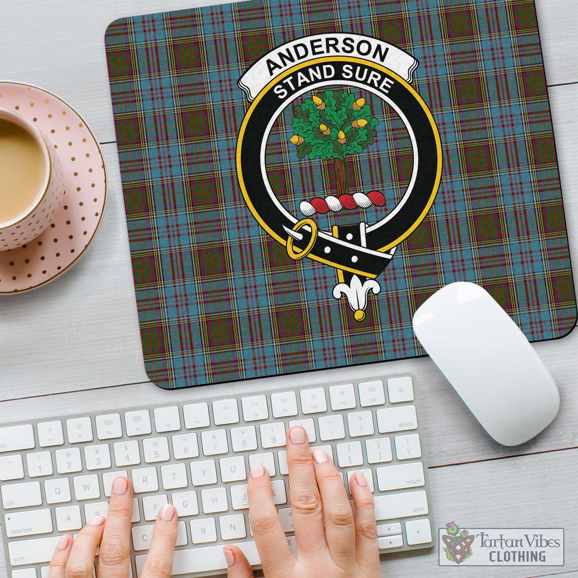 Tartan Vibes Clothing Anderson Tartan Mouse Pad with Family Crest