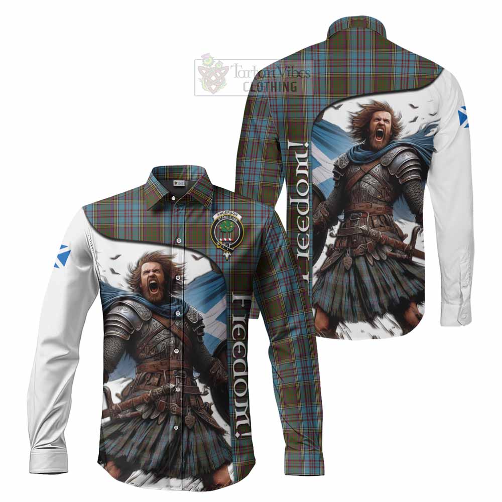 Tartan Vibes Clothing Anderson Crest Tartan Long Sleeve Button Shirt Inspired by the Freedom of Scottish Warrior