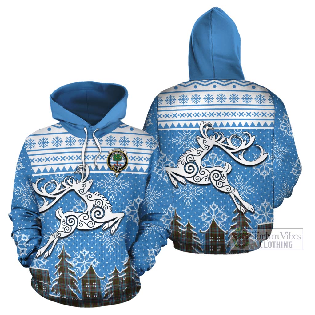 Tartan Vibes Clothing Anderson Clan Christmas Cotton Hoodie Celtic Reindeer Style